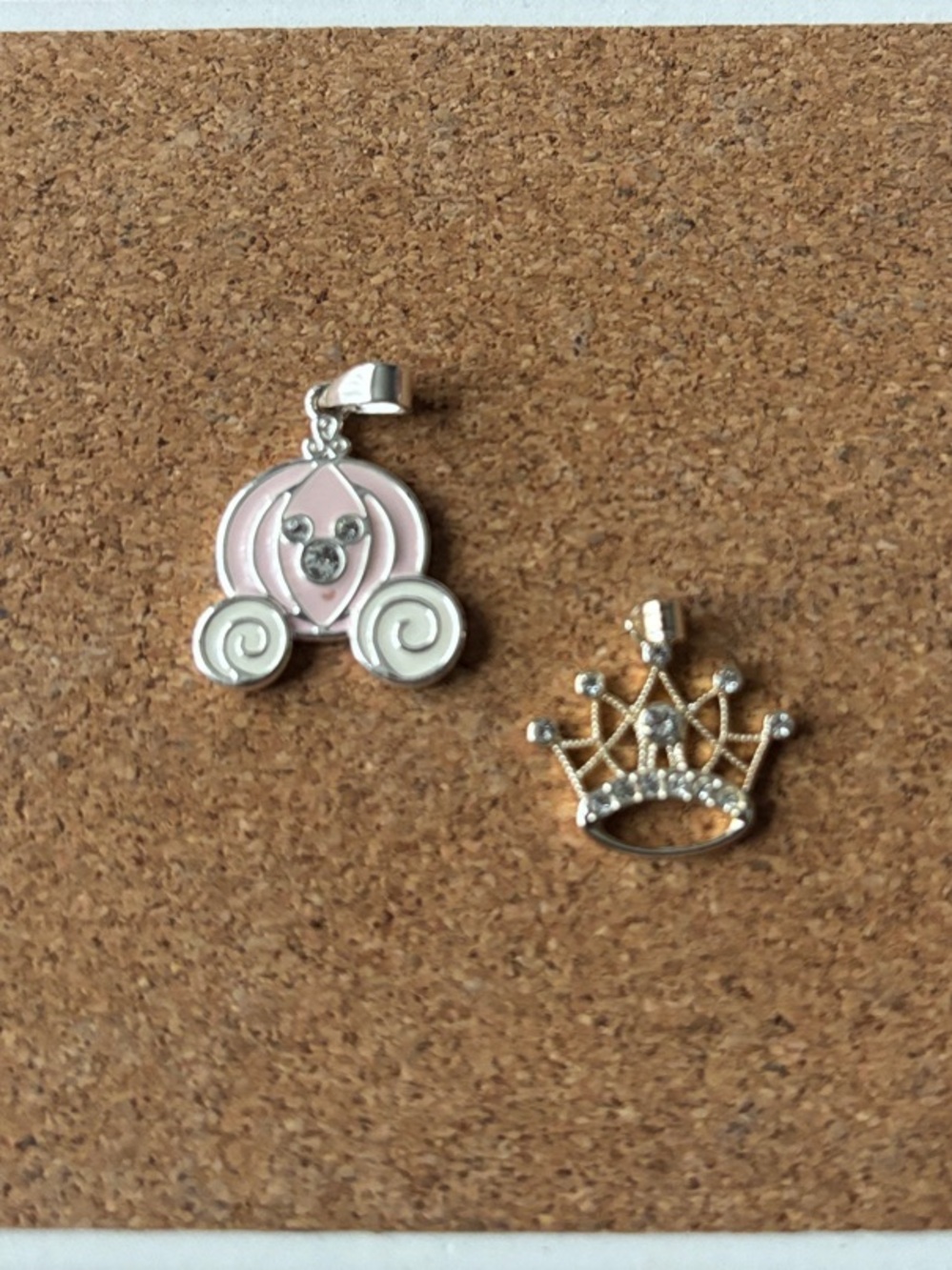 Disney Pink Carriage and Gold Crown Charms